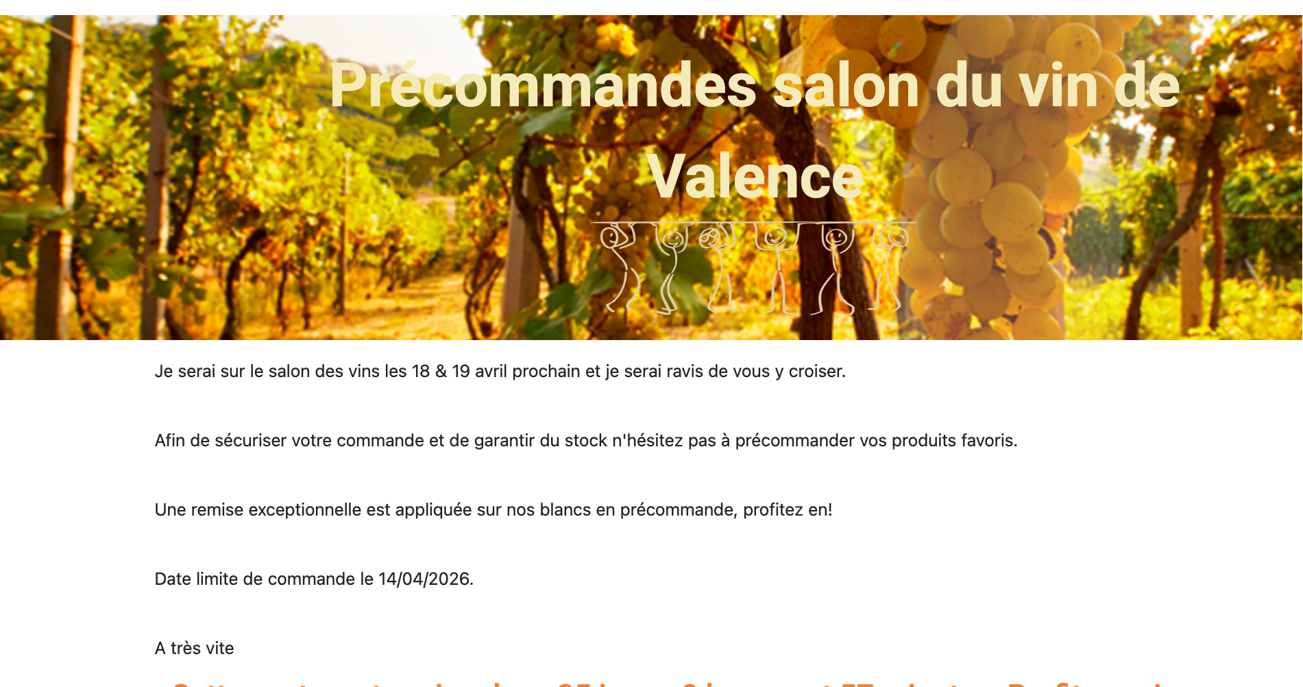 Page publique de la vente